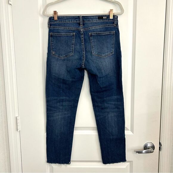 KUT From The Kloth Catherine Ankle Straight Leg Jewel Distressed Jean Size 4 - Picture 2 of 11
